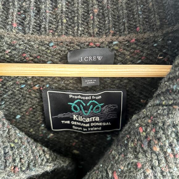 J Crew Cardigan Kilcarra 100% Wool Men's Large Green Ireland Classic Fisherman - Picture 5 of 10